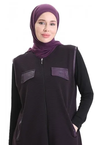 Leder Kombinierte Weste 994763-03 Pflaume 994763-03