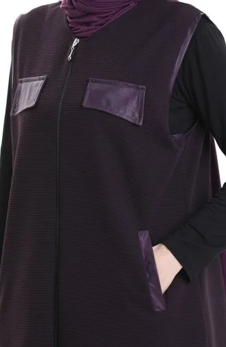 Leder Kombinierte Weste 994763-03 Pflaume 994763-03