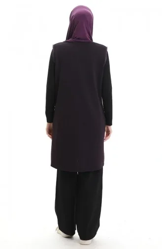 Leder Kombinierte Weste 994763-03 Pflaume 994763-03