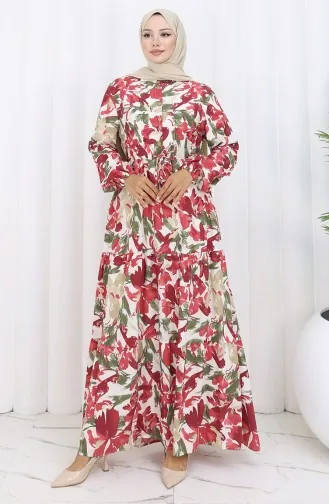 Modal Kumaş Beli Bağcıklı Elbise 0163-04 Haki Yeşil