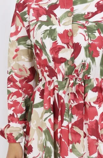 Modal Kumaş Beli Bağcıklı Elbise 0163-04 Haki Yeşil