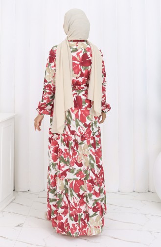 Modal Stoff Kleid Mit Bindegürtel 0163-04 Khaki Grün 0163-04