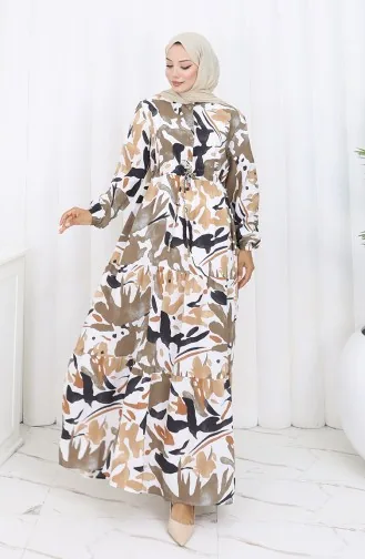 Modal Fabric Tied Waist Dress 0165-04 Mink Black 0165-04