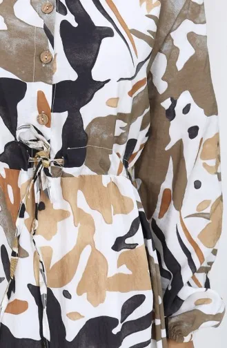 Modal Fabric Tied Waist Dress 0165-04 Mink Black 0165-04