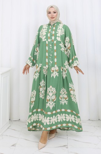 Robe Demi-boutonnée En Viscose 2156-01 Kaki 2156-01
