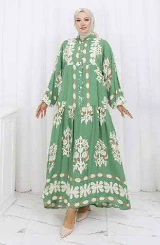 Viskose Stoff Halbknopf Kleid 2156-01 Khaki 2156-01