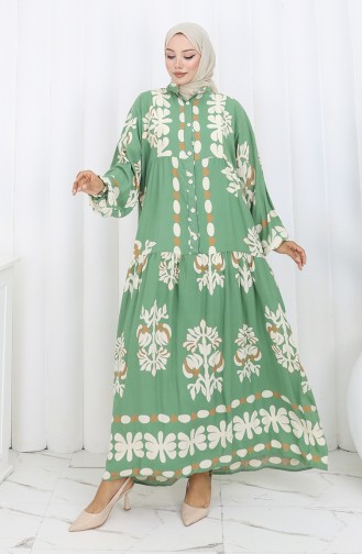 Robe Demi-boutonnée En Viscose 2156-01 Kaki 2156-01