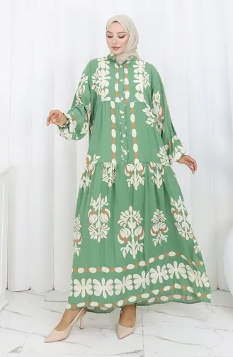 Viskose Stoff Halbknopf Kleid 2156-01 Khaki 2156-01