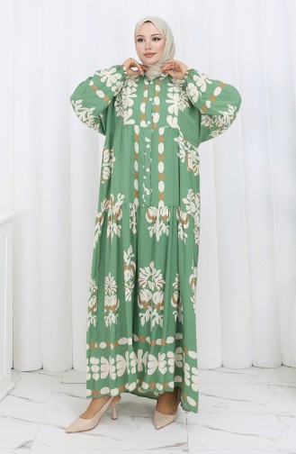 Robe Demi-boutonnée En Viscose 2156-01 Kaki 2156-01