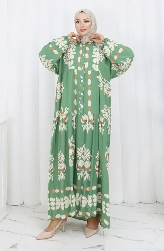 Viskose Stoff Halbknopf Kleid 2156-01 Khaki 2156-01