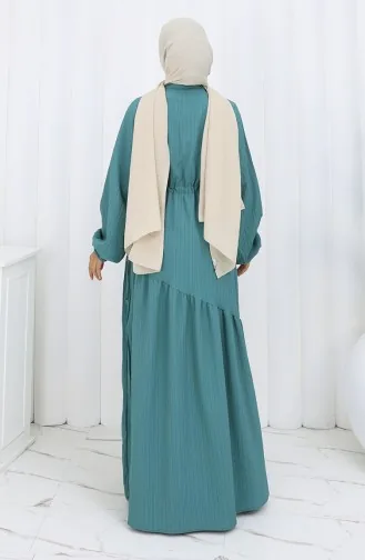 Eteği Büzgülü Elbise 2157-02 Petrol