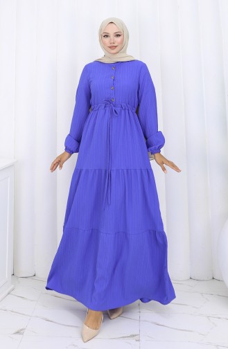 Kleid Mit Elastischen Ärmeln Und Gebundener Taille 2158-01 Saks 2158-01