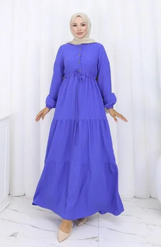 Robe à Manches élastiquées Et Taille Nouée 2158-01 Saks 2158-01