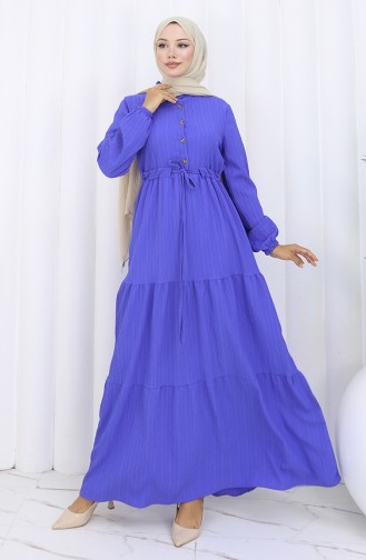 Kleid Mit Elastischen Ärmeln Und Gebundener Taille 2158-01 Saks 2158-01