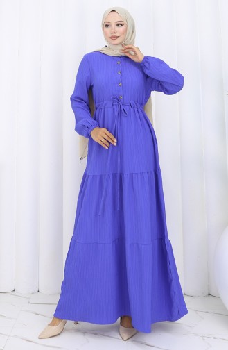 Kleid Mit Elastischen Ärmeln Und Gebundener Taille 2158-01 Saks 2158-01