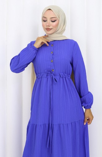 Kleid Mit Elastischen Ärmeln Und Gebundener Taille 2158-01 Saks 2158-01