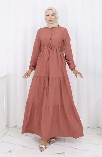 Robe à Manches élastiquées Et Taille Nouée 2158-05 Onion Skin 2158-05