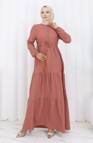 Robe à Manches élastiquées Et Taille Nouée 2158-05 Onion Skin 2158-05