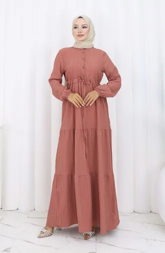 Robe à Manches élastiquées Et Taille Nouée 2158-05 Onion Skin 2158-05