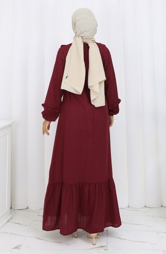Robe Ceinturée à Volants 2159-03 Bordeaux 2159-03