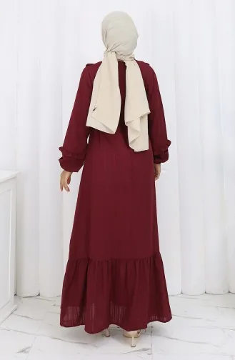 Jurk Met Ruches En Riem 2159-03 Bordeauxrood 2159-03