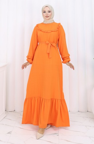 Robe à Volants Et Ceinture 2159-04 Orange 2159-04