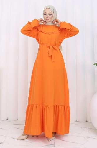 Robe à Volants Et Ceinture 2159-04 Orange 2159-04