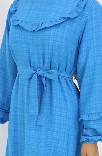 Kleid Mit Rüschen Und Gürtel 2159-06 Petrol 2159-06