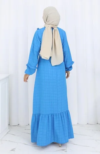 Kleid Mit Rüschen Und Gürtel 2159-06 Petrol 2159-06