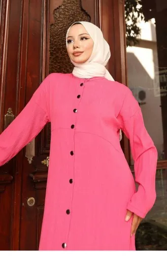 Collar Detailed Long Suit Fuchsia 742