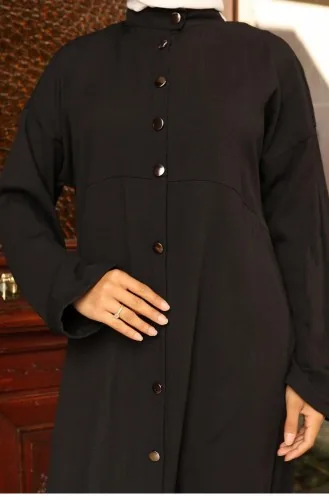 Yaka Detaylı Uzun Takım Siyah