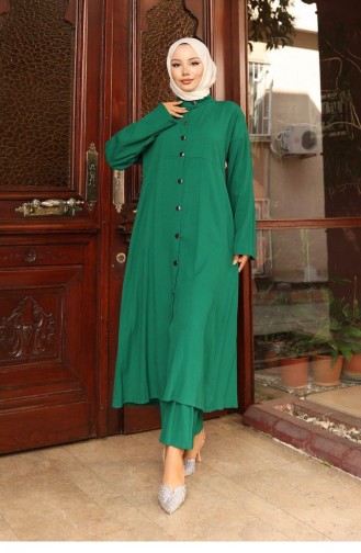 Costume Long Vert Avec Col Détaillé 747