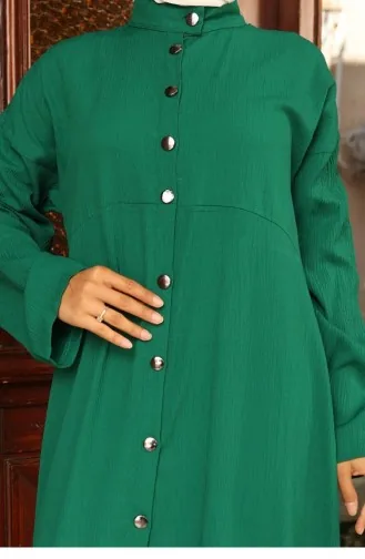 Yaka Detaylı Uzun Takım Yeşil