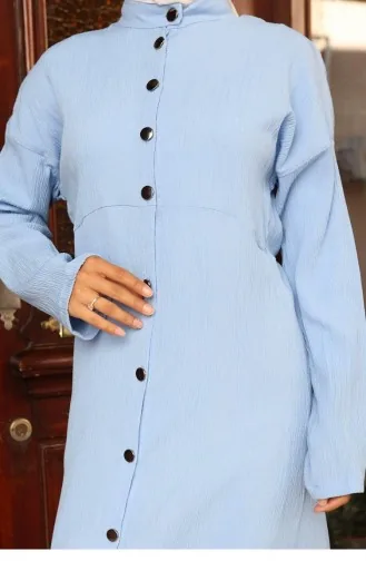 Yaka Detaylı Uzun Takım Bebe Mavisi