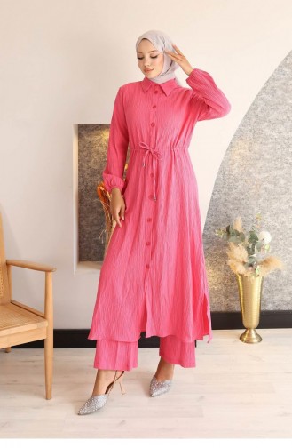 Langer Anzug Mit Schlitzdetails In Fuchsie 751