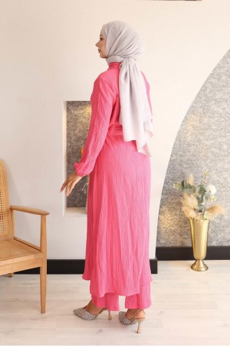 Langer Anzug Mit Schlitzdetails In Fuchsie 751