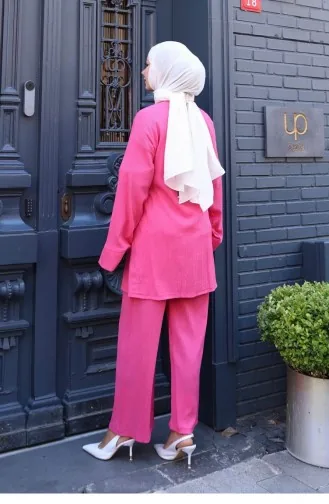 Ensemble Kimono à Nœuds Détaillés Fuchsia 761