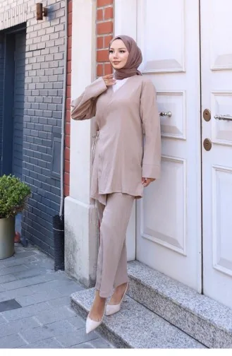 Ensemble Kimono Avec Détail Cravate En Vison 767