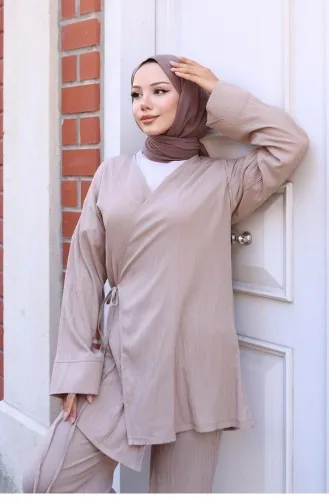 Ensemble Kimono Avec Détail Cravate En Vison 767