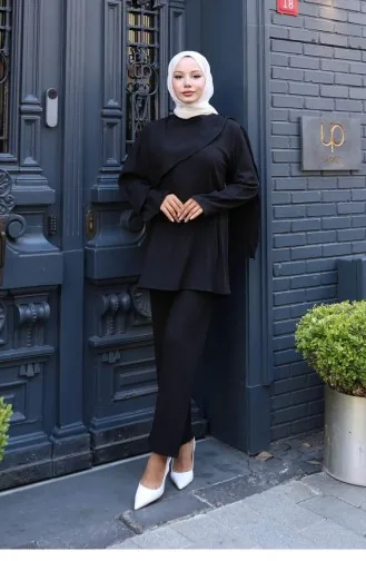 Cape Gedetailleerd Pak Zwart 771