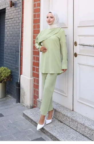 Cape Detailed Suit Mint Green 773