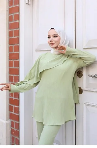 Cape Detailed Suit Mint Green 773