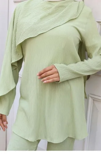 Cape Detailed Suit Mint Green 773