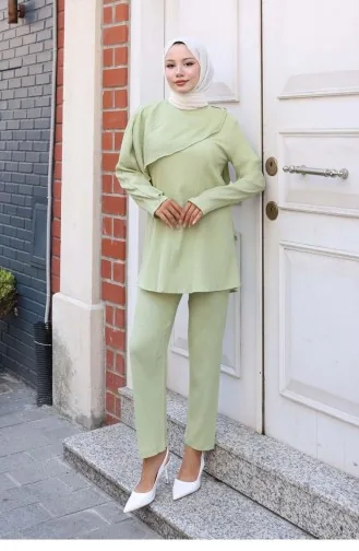 Cape Detailed Suit Mint Green 773