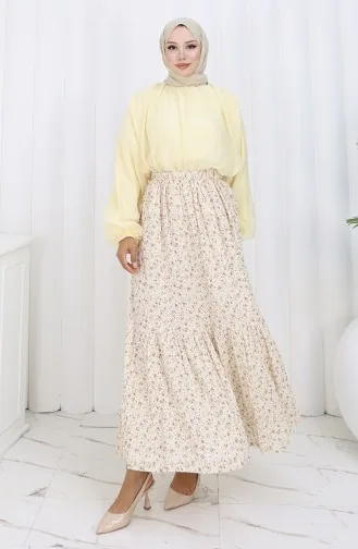 Jupe Taille élastique 0144-04 Crème 0144-04