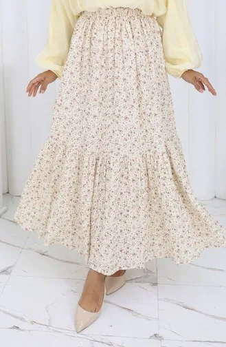 Jupe Taille élastique 0144-04 Crème 0144-04