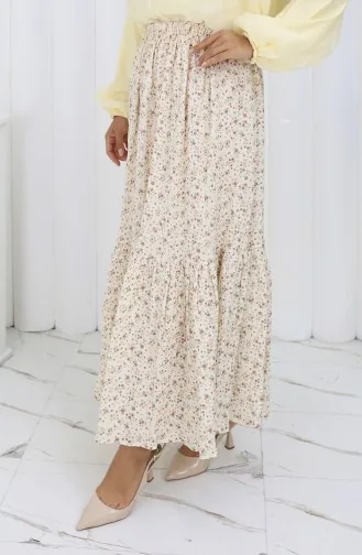 Jupe Taille élastique 0144-04 Crème 0144-04