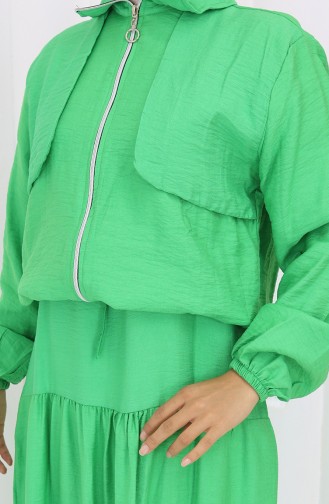 Zweiteiliger Anzug Mit Elastischen Ärmeln Und Reißverschluss 0129-19 Grün 0129-19