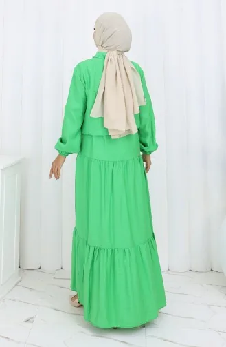 بدلة من قطعتين بأكمام مرنة وسحاب 0129-19 باللون الأخضر 0129-19