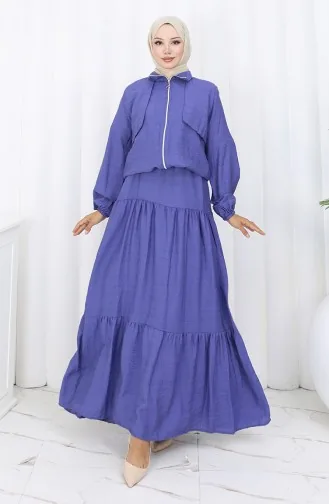 Zweiteiliger Anzug Mit Elastischen Ärmeln Und Reißverschluss 0129-21 Lila 0129-21